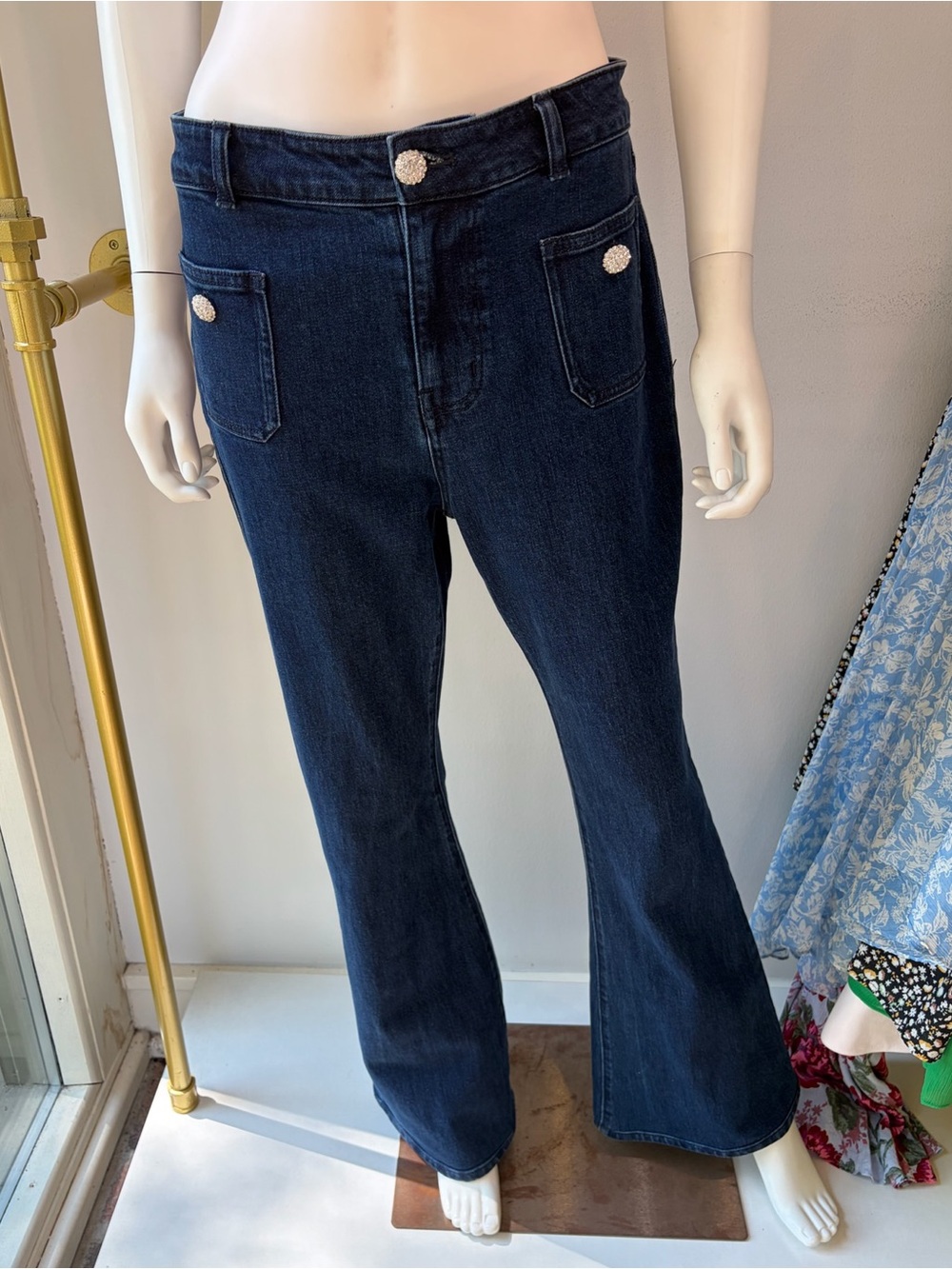 Generation Love Women's Dark Blue High-Rise Flared Jeans